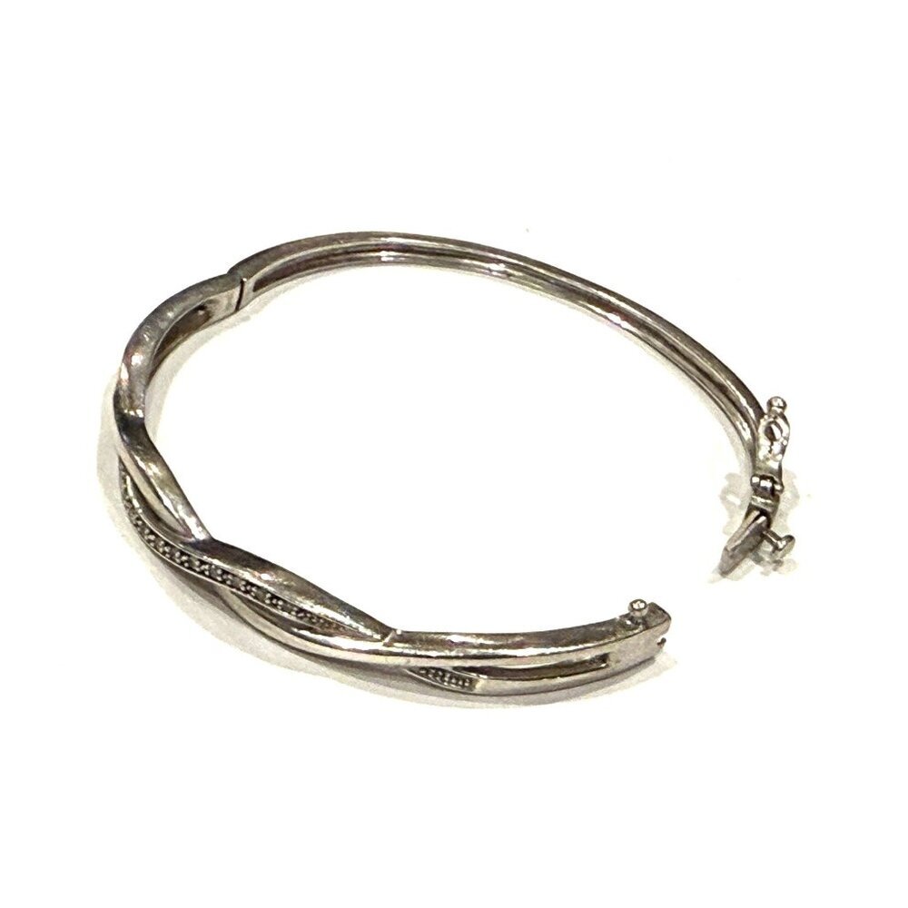ZEI Designer 925 Sterling Silver Diamond Infinity Hinged Bangle Bracelet 14 g EU - Picture 6 of 12